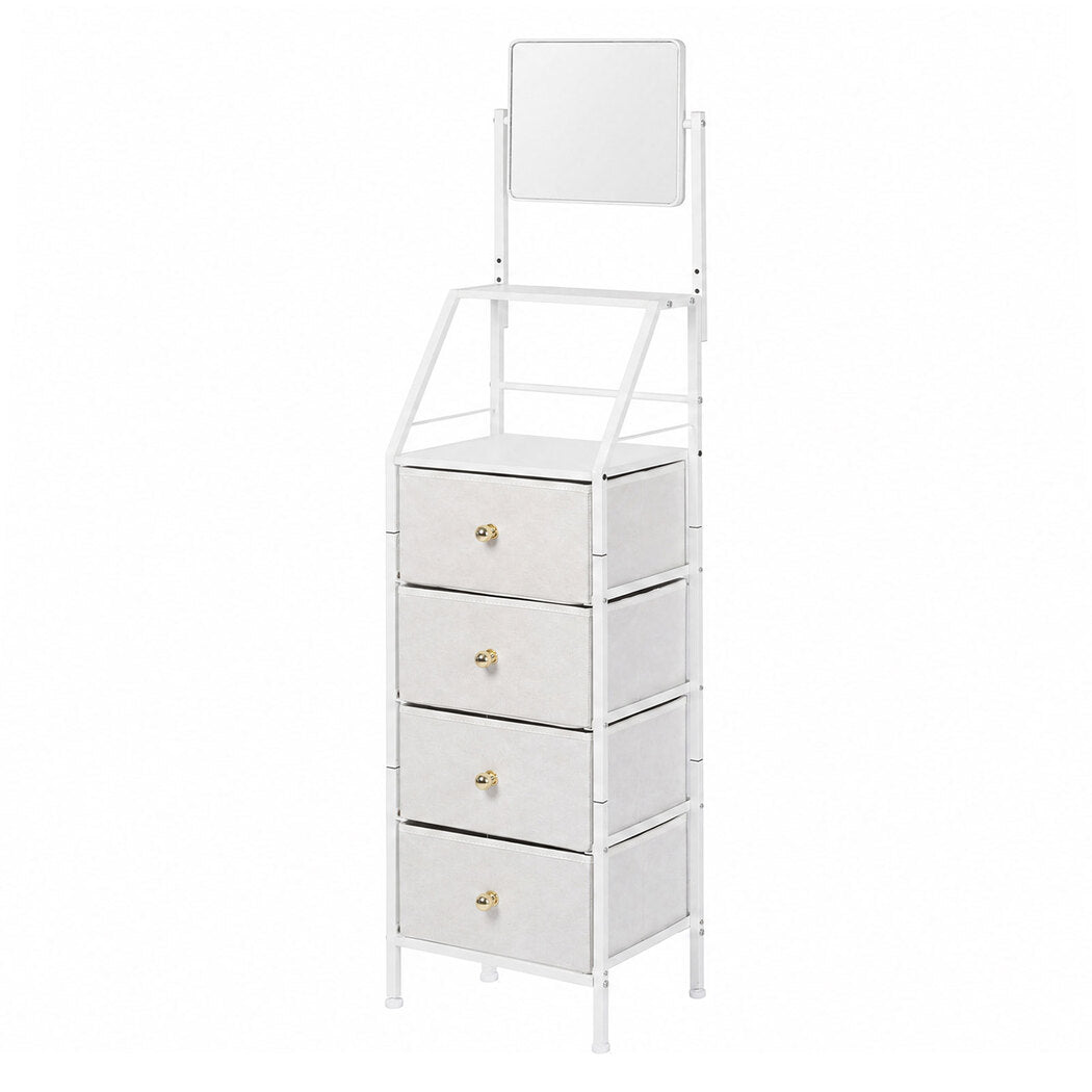 Levede Chest Of Drawers Mirror Dressing Table Vertical Storage Bedroom White