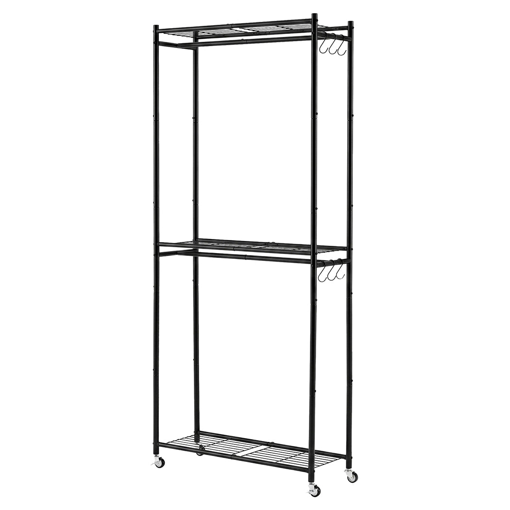 Levede Heavy Duty Clothes Rack Garment Organizer 202cm Wheels Bedroom Black