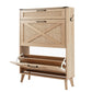 Levede Shoe Cabinet Shoe Storage Slim with 2 Flip Drawers Entryway Light Brown