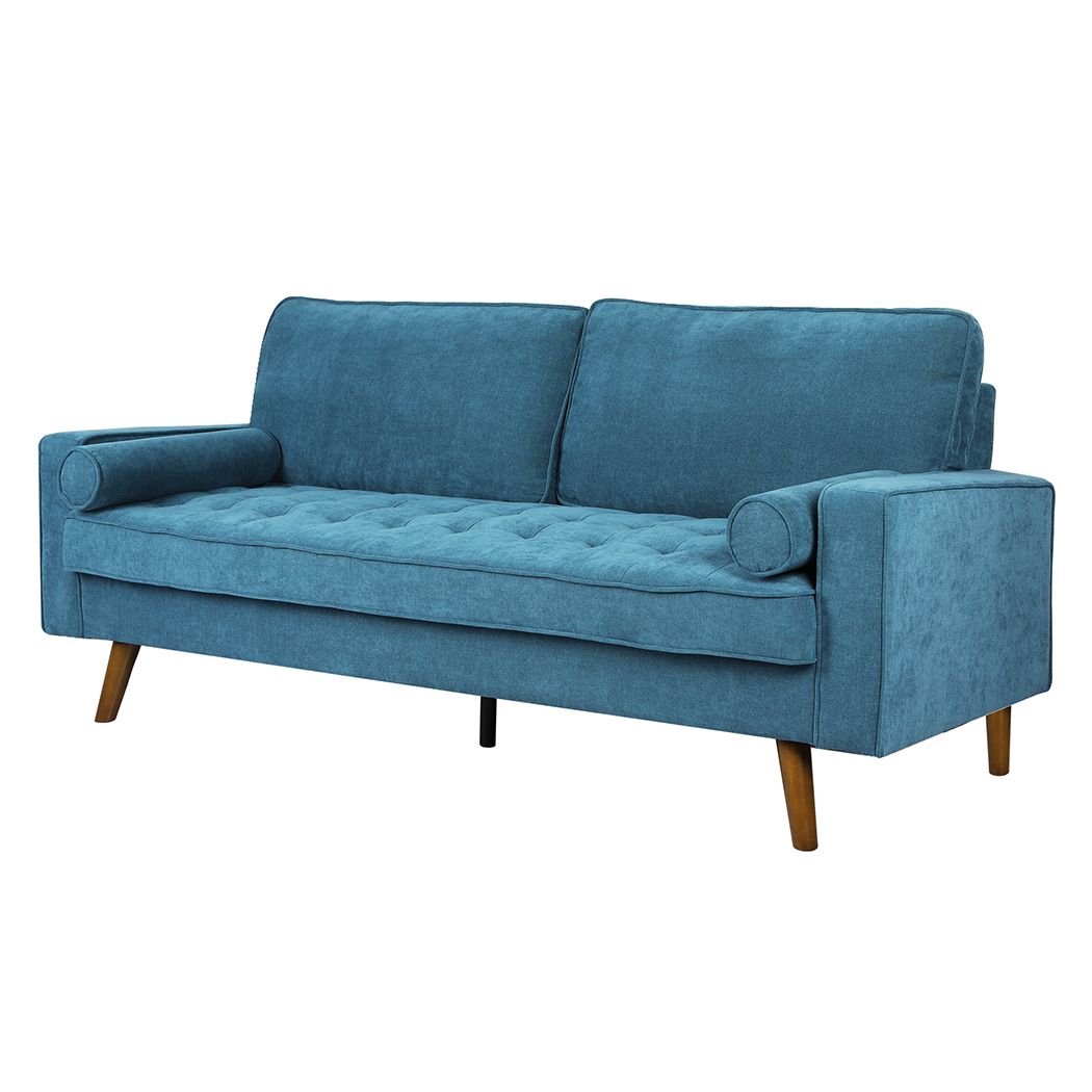 Levede Fabric Sofa Armchair 3 Seater Couch Blue 191cm Wide