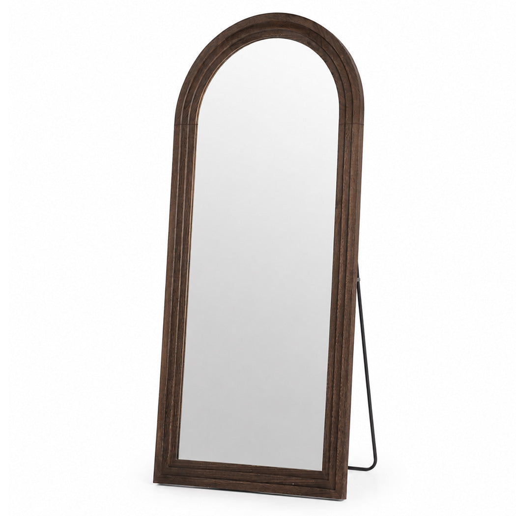 Yezi Mirror Full Length 4mm Tempered Glass Stand Lean Mount Bedroom Brown
