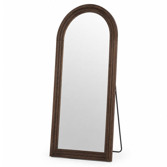 Yezi Mirror Full Length 4mm Tempered Glass Stand Lean Mount Bedroom Brown