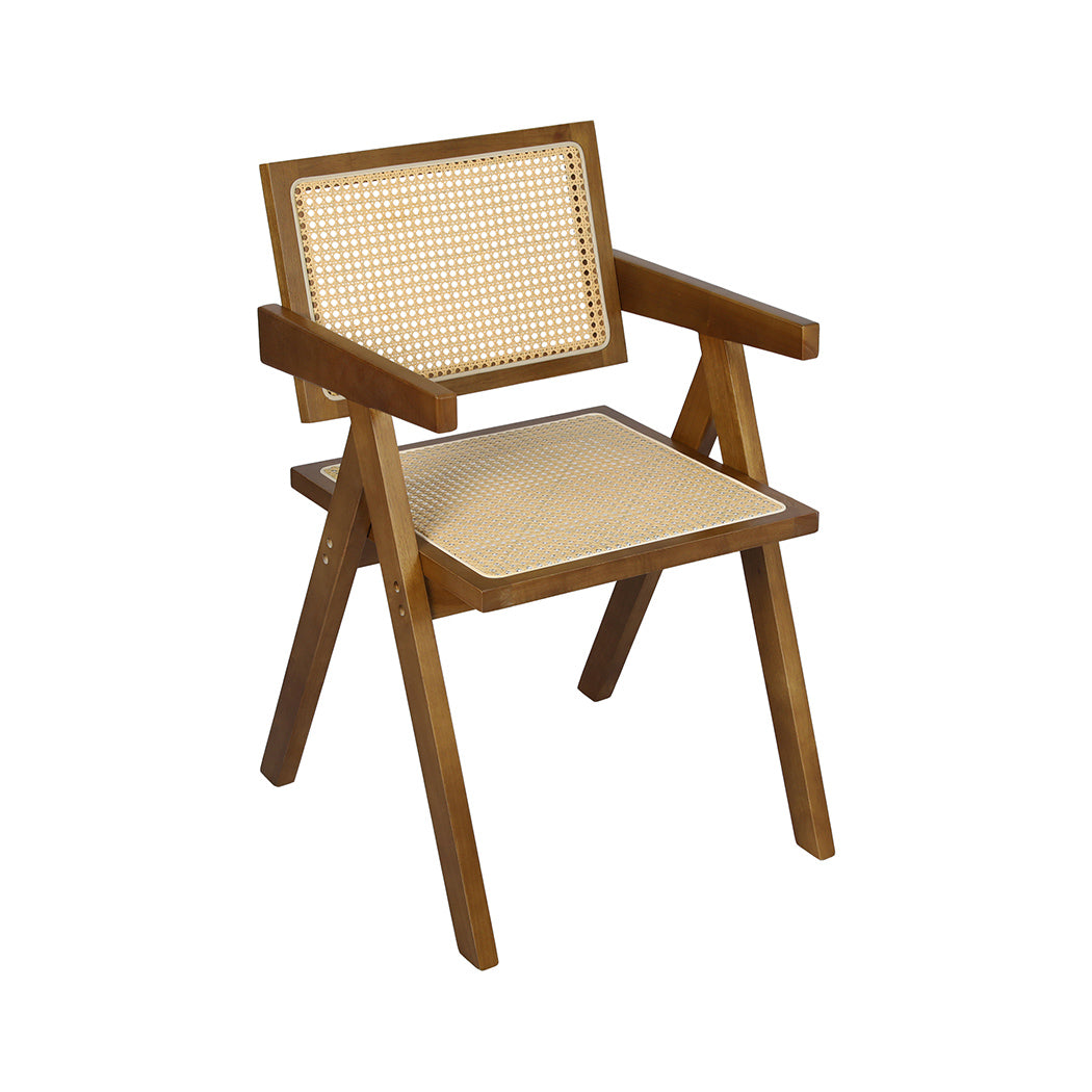 Levede 1x Walnut Wicker Armchair Dining Chair