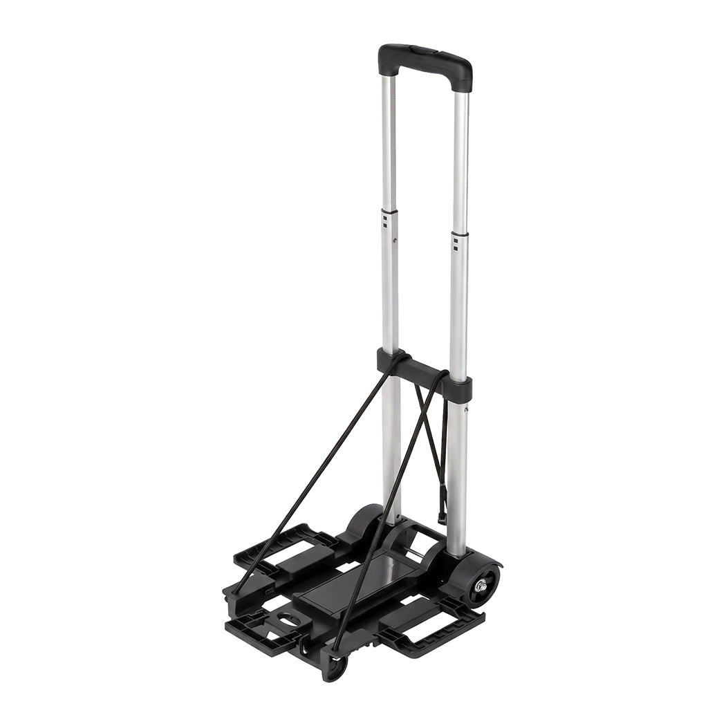 Manan Folding Trolley Cart On Wheels Expandable Base Adjustable Handle Black