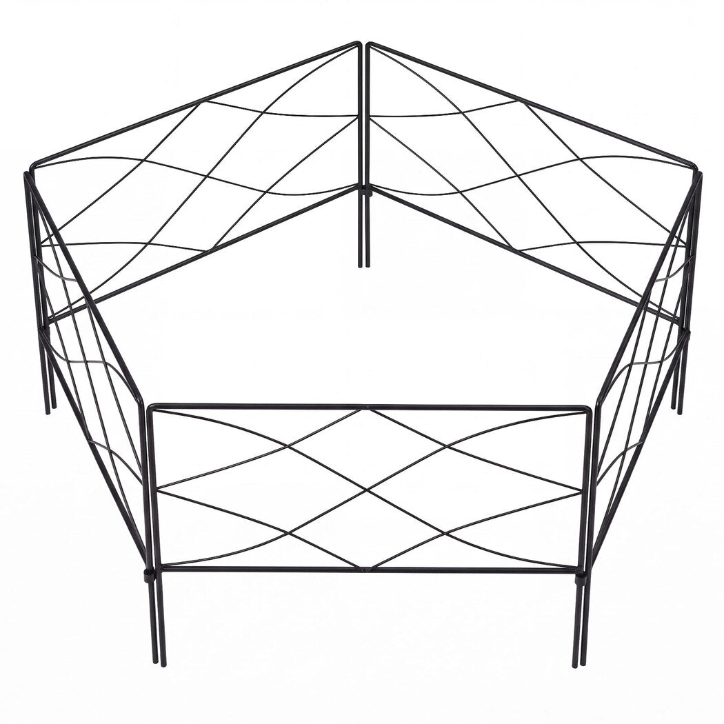 Lambu Garden Fence Panel 5 Pc Q195 Steel Rust Proof Border for Flower Beds Black