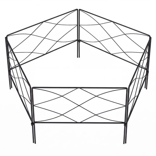 Lambu Garden Fence Panel 5 Pc Q195 Steel Rust Proof Border for Flower Beds Black