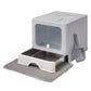 PaWz Cat Litter Box Stainless Steel Enclosed Drawer Odor Control Foldable Grey