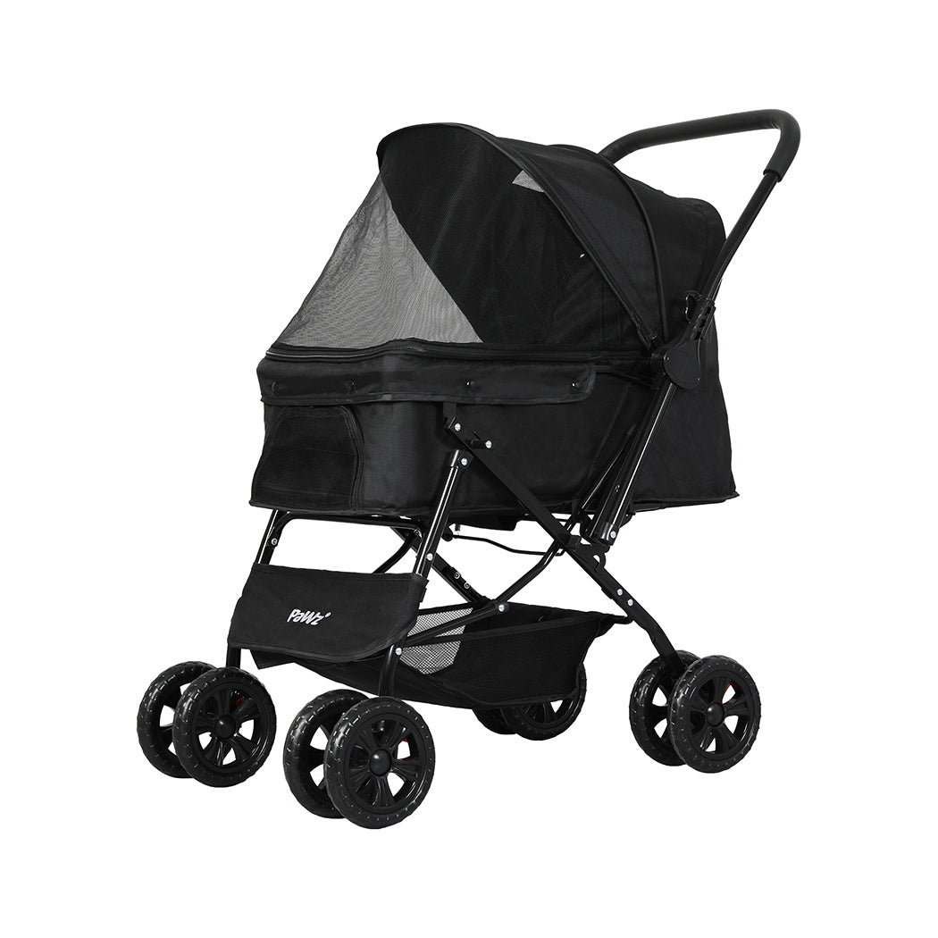 PaWz Pet Stroller Dog Cat Carrier Foldable Black