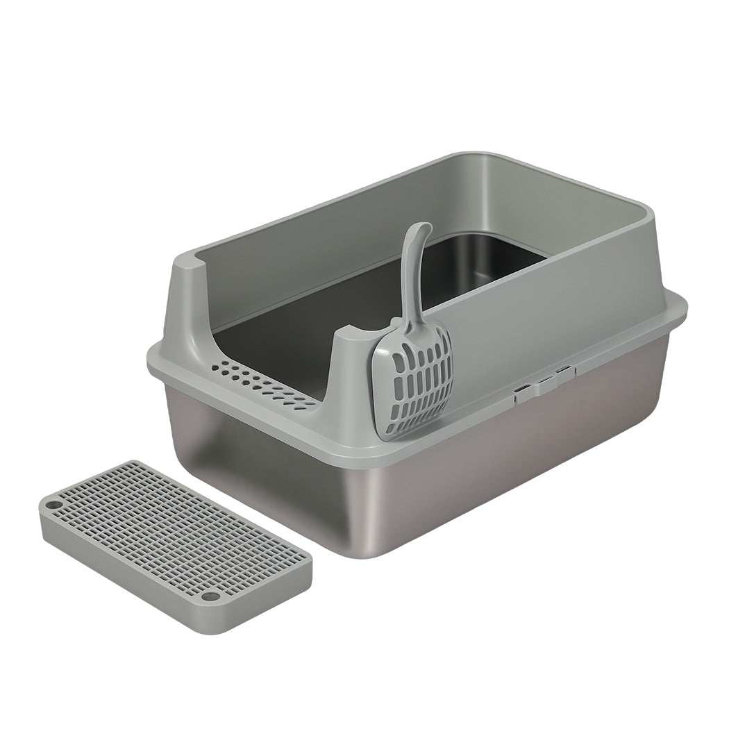 Pawz Stainless Steel Large Semi-Enclosed Cat Litter Box