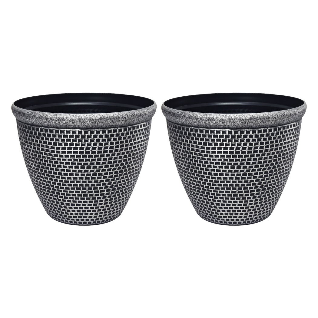 Toque Plastic Plant Pots 30cm Outdoor Garden Planter 2 Pcs With Drainage Holes