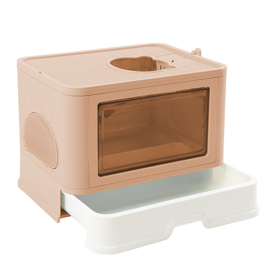 PaWz Foldable Cat Litter Box Tray Enclosed Pink