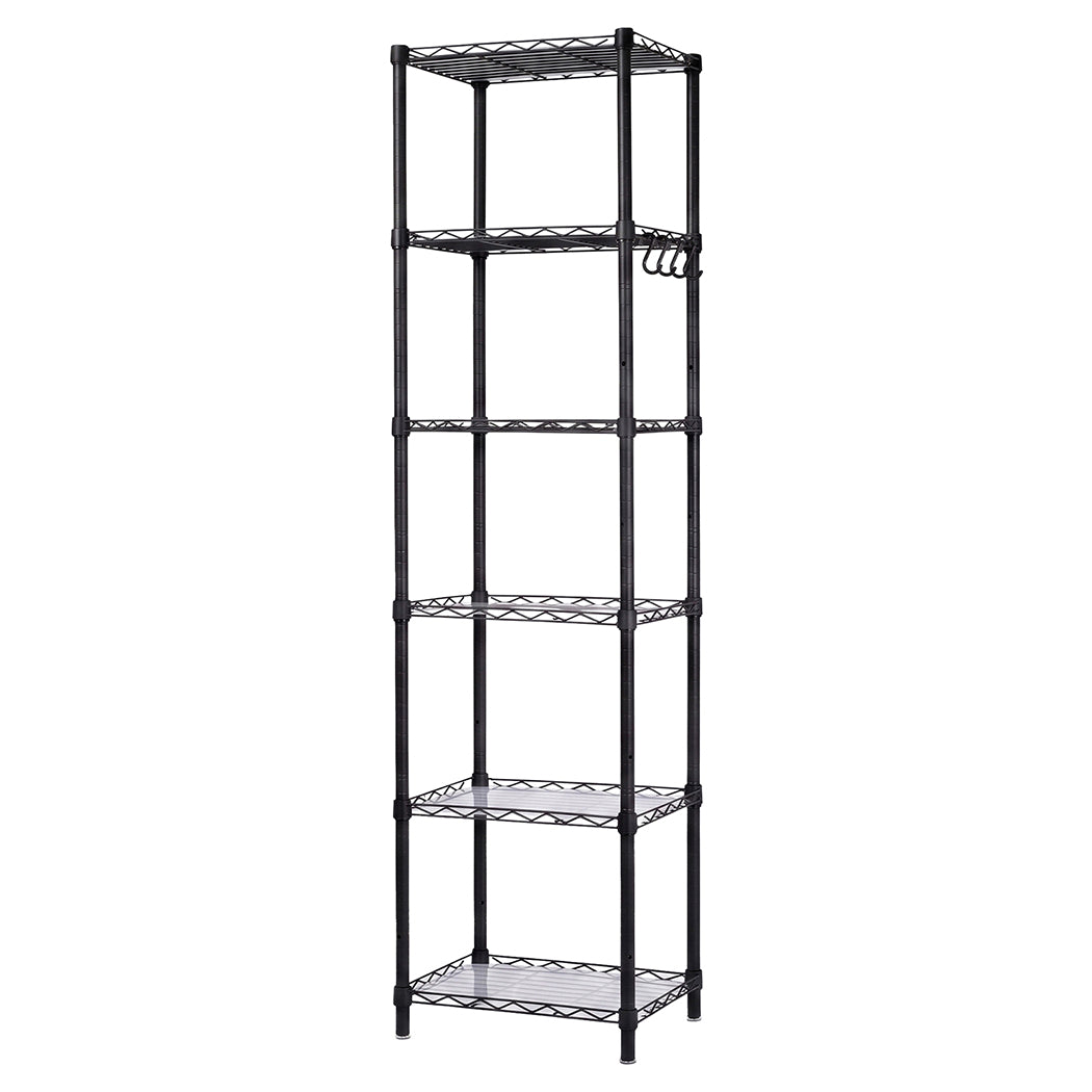 Levede Storage Shelves 6 Tier Carbon Steel Wire Rack Shelving Unit Kitchen Black