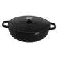 TOQUE Cast Iron Pot Dutch Oven Enameled Slow Cooking Bakeware Even Heat Black