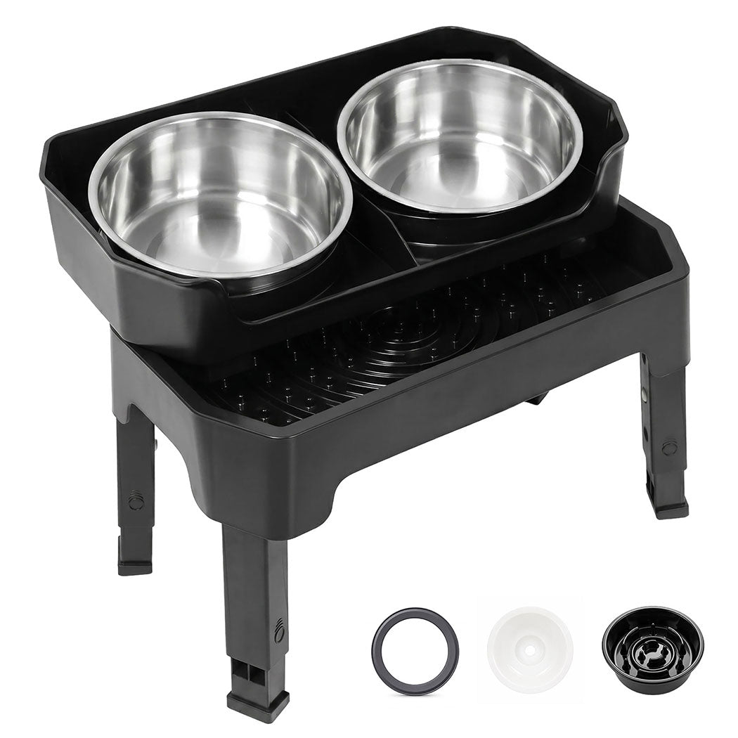 Pawz Raised Dog Bowls Adjustable Elevated Feeder Slow Feeder Lick Mat Foldable