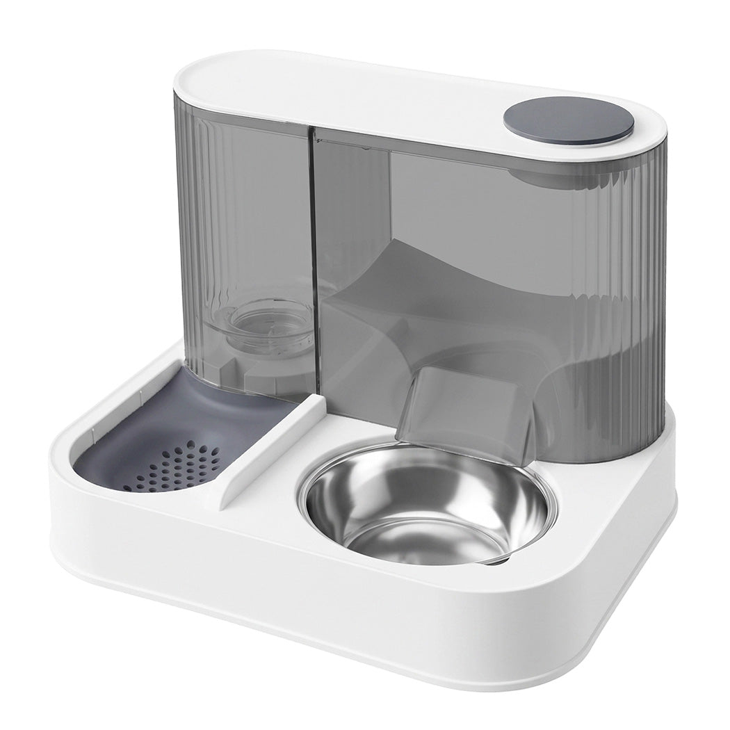 PaWz Automatic Cat Feeder Gravity Food and Water Dispenser for Home Travel White