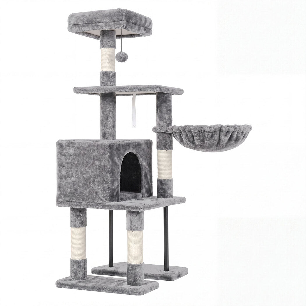 Pawz Cat Tree Cat Tower Multi-Level Cat Bed with Condo 125cm Plush Gray