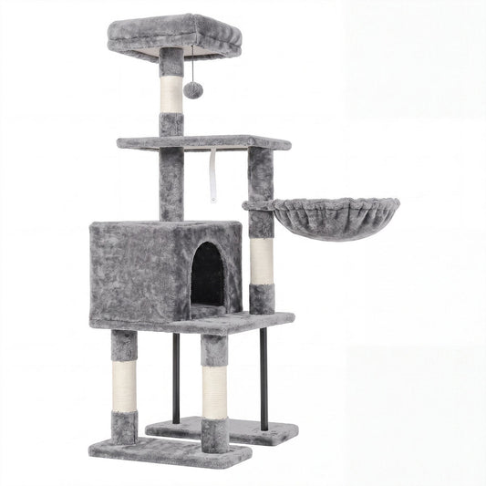 Pawz Cat Tree Cat Tower Multi-Level Cat Bed with Condo 125cm Plush Gray