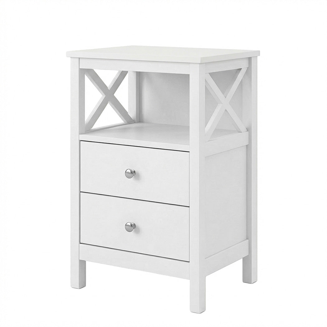 Levede Bedside Table Nightstand Side End Table 2 Drawers Storage Bedroom Cabinet