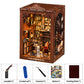 Bo Peep Book Nook Kit For Adults Miniature Bookstore Model with Warm LED Walnut