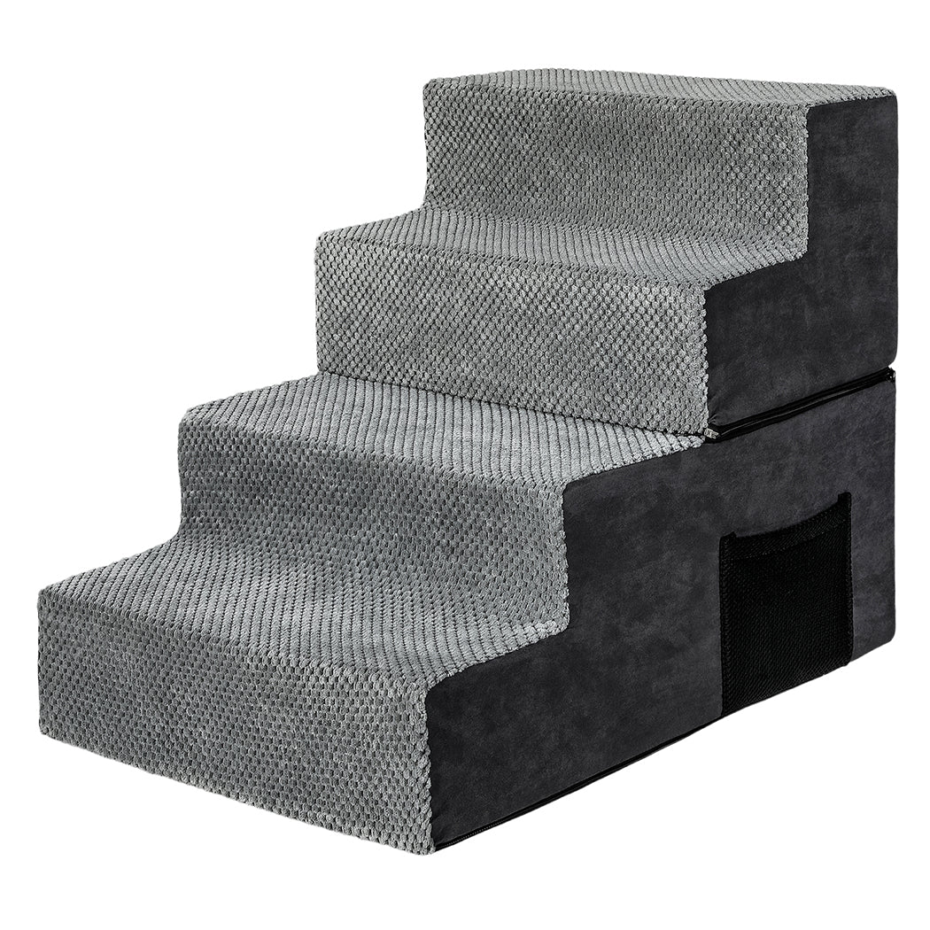Pawz 4 Steps Pet Stairs Dog Ramp High Density Foam Grey