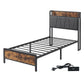 Levede Single Bed Frame Industrial Tufted Soft Storage Headboard USB Charge