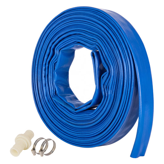Traderight Hose Pipe 2.54cm Reinforced PVC 20m for Home Pool Drainage Pump Blue
