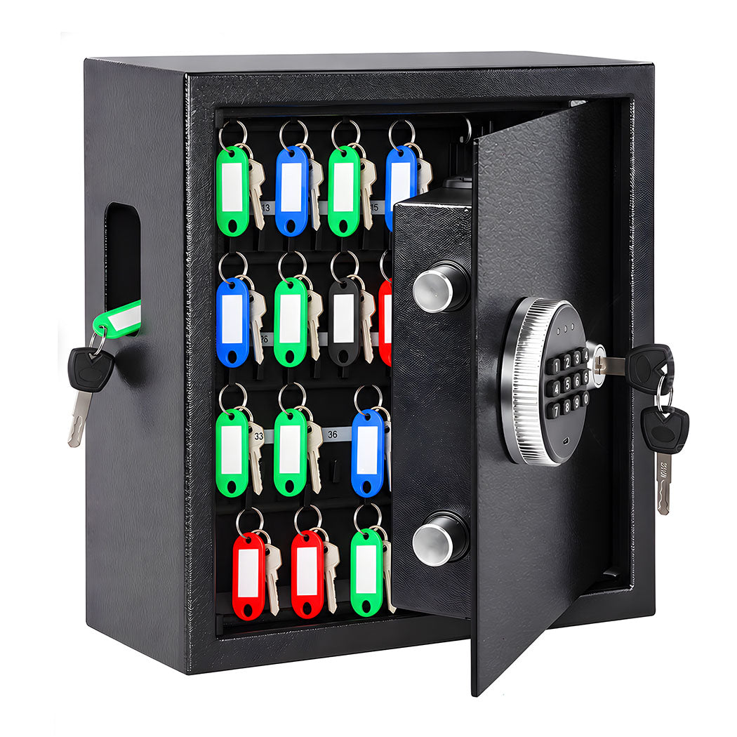 Levede Key Safe Lock Box Large 67 Hook Carbon Steel Cabinet With LED Black