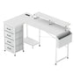 Levede L Shaped Gaming Desk with Storage Drawers White