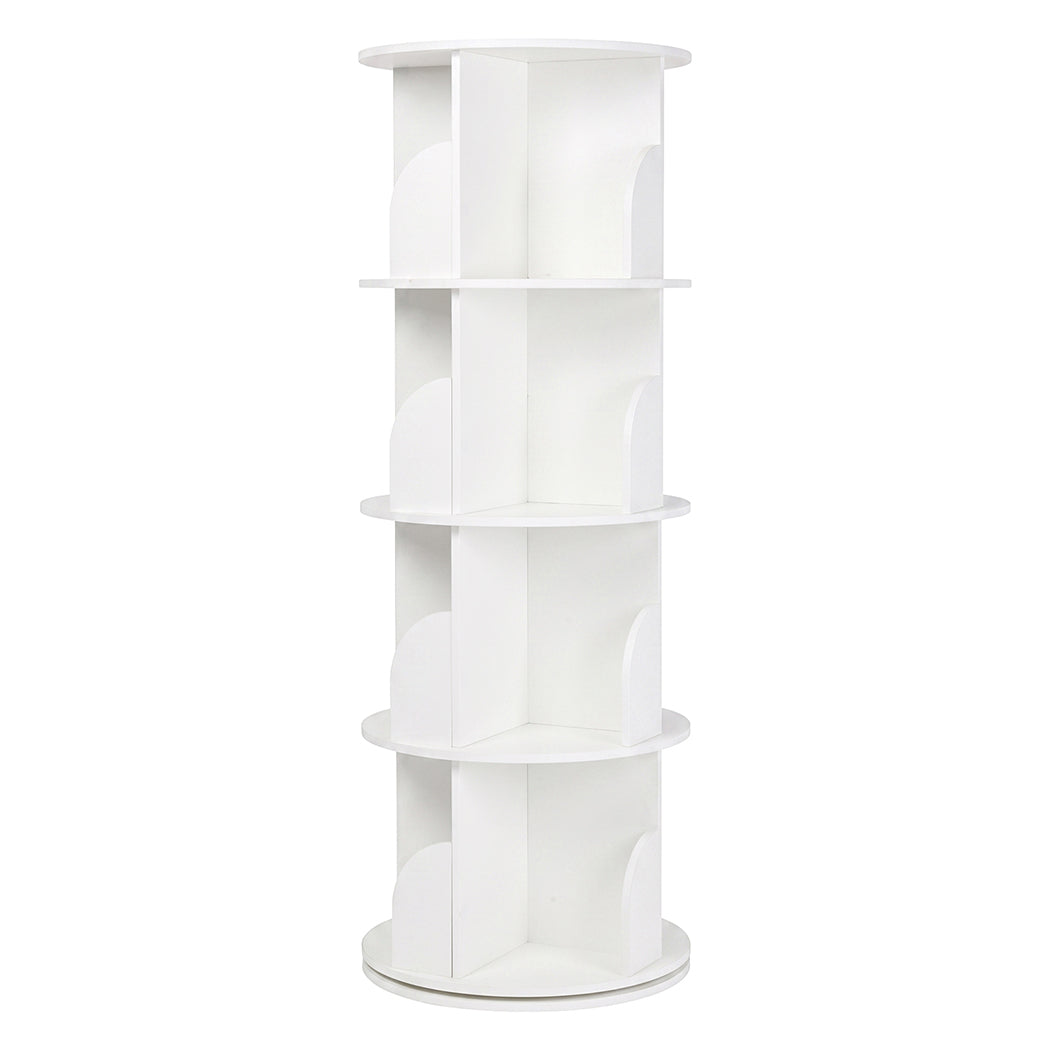 Levede Rotating Bookshelf 4 Tier Book Storage 360 Swivel Space Saving White