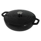 TOQUE Cast Iron Pot Dutch Oven Enameled Slow Cooking Bakeware Even Heat Black