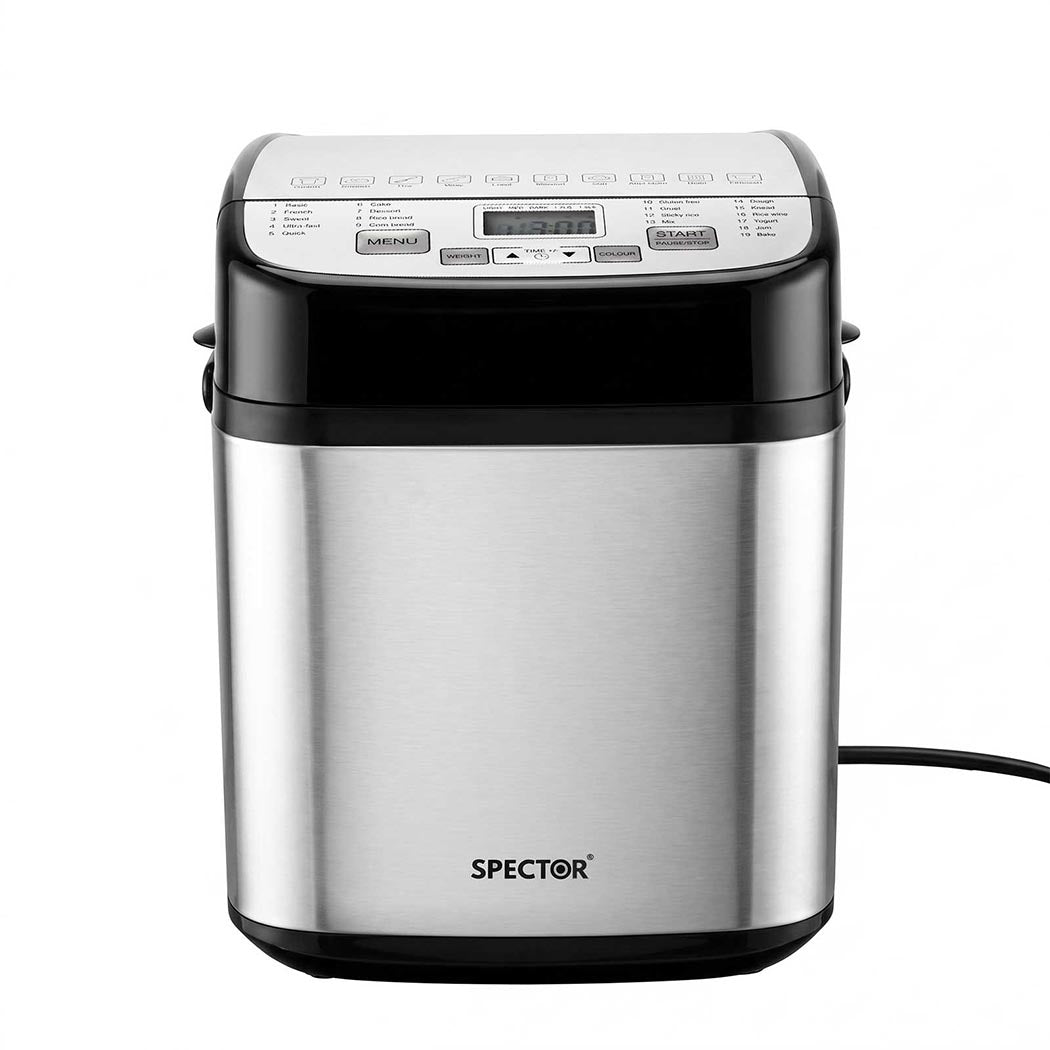 Spector Automatic Bread Machine 19-in-1 1.5Lb 15H Timer Compact Home Baking