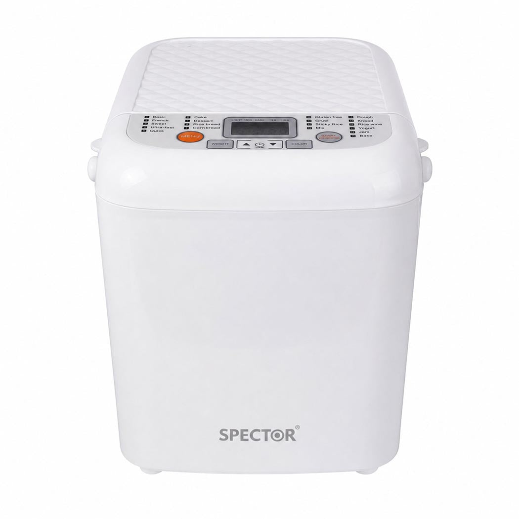 Spector Automatic Bread Machine 19-In-1 500W Quiet Motor 1.2Lb White for Home