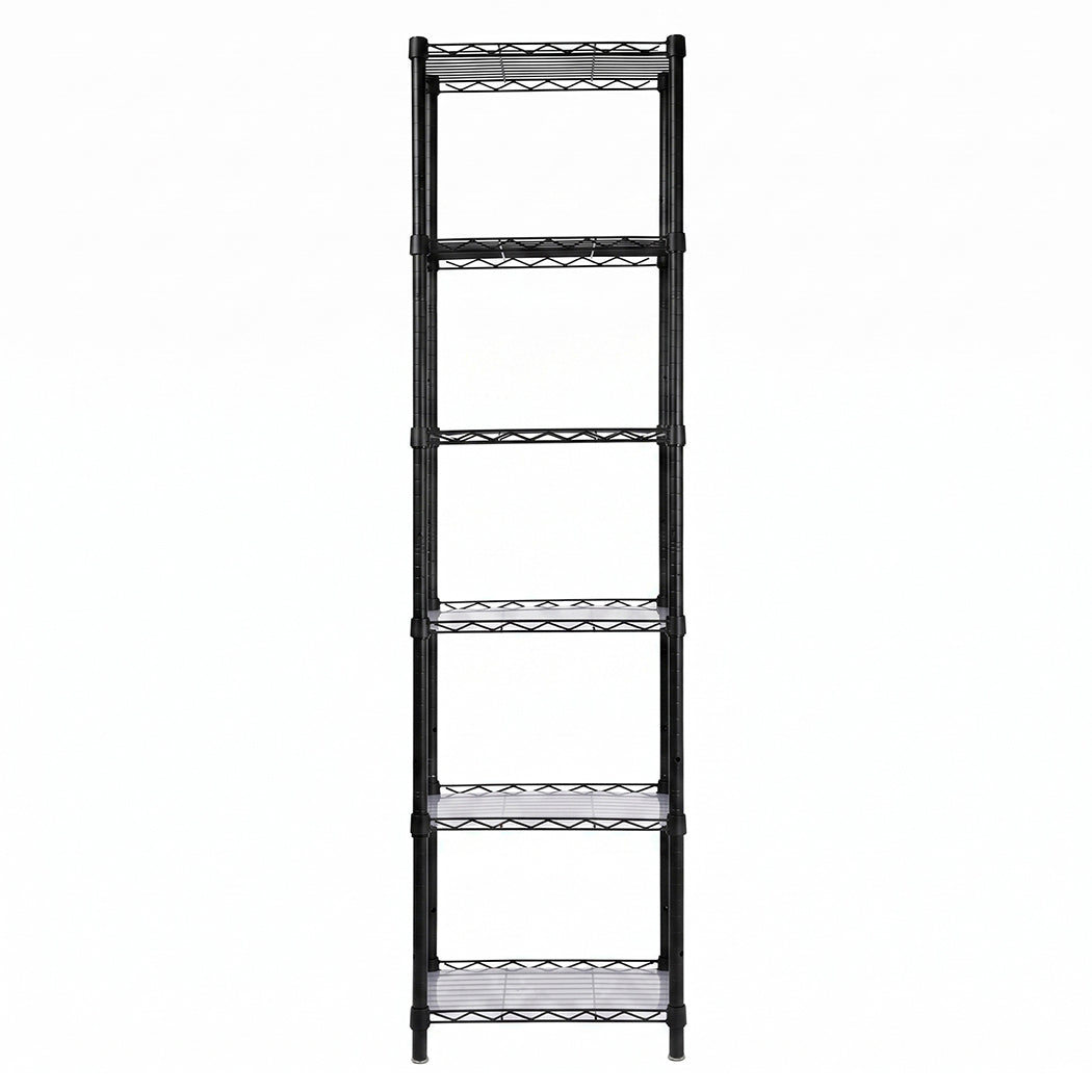 Levede Storage Shelves 6 Tier Carbon Steel Wire Rack Shelving Unit Kitchen Black