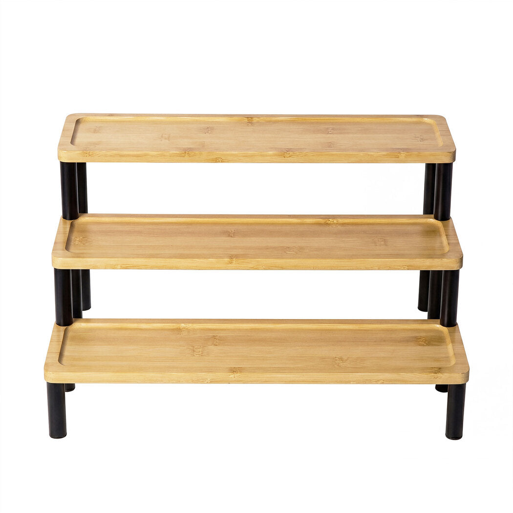 Toque Bamboo Display Stand 3 Tier Serving Tray Platters Spice Rack Shelf Kitchen