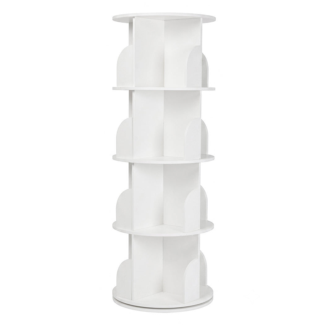 Levede Rotating Bookshelf 4 Tier Book Storage 360 Swivel Space Saving White