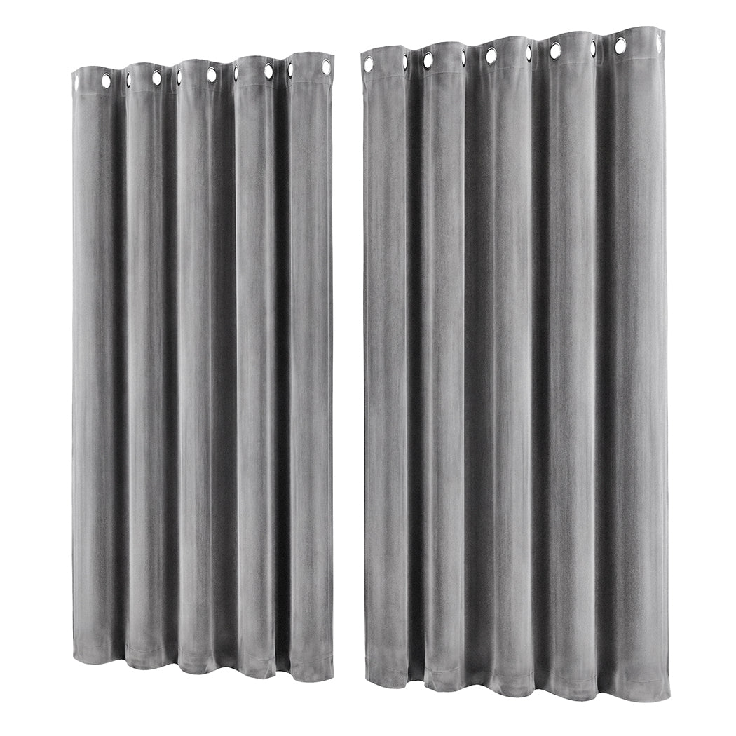 Marlow Blackout Curtains 2-Panel Velvet Room Darkening Eyelet Curtains 132x213cm