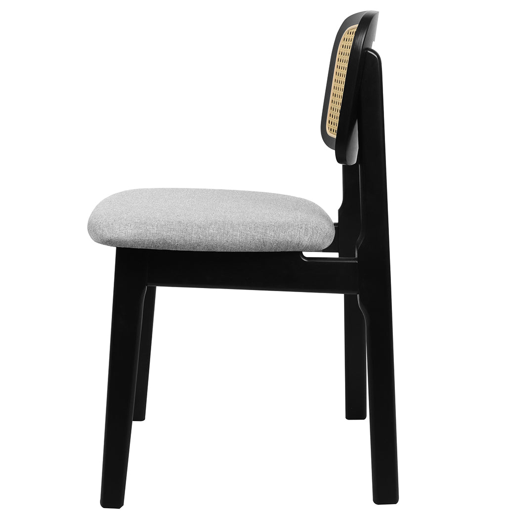 Levede Dining Chair Wood Rattan Armless Black x4