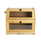 Toque Bread Box Bread Bin Double Layer Bamboo Bread Storage with Window Natural