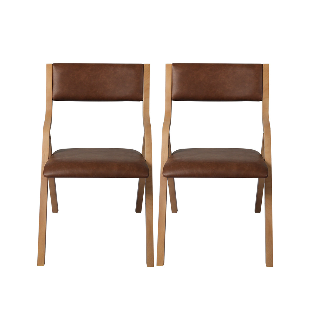Levede 8x Dining Chairs Foldable PU Tan