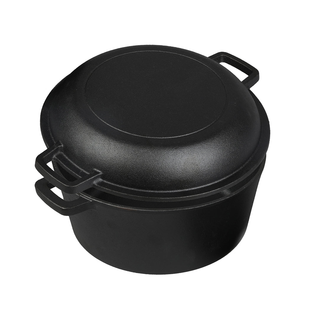 Toque 5.84L Double Dutch Oven 2 in 1 Cast Iron Pan