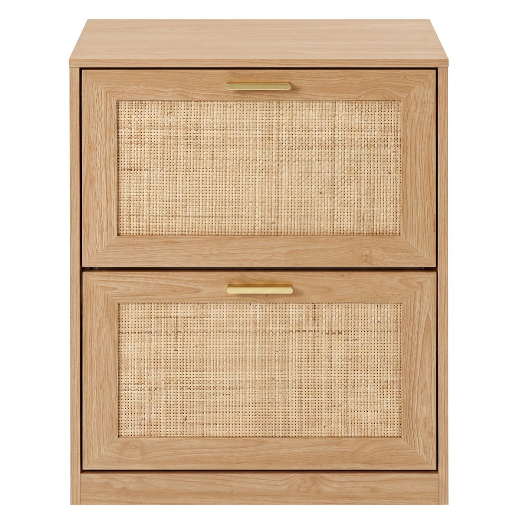 Levede Shoe Cabinet Flip Door Shoe Storage Cabinet Rattan Entryway Organizer Oak
