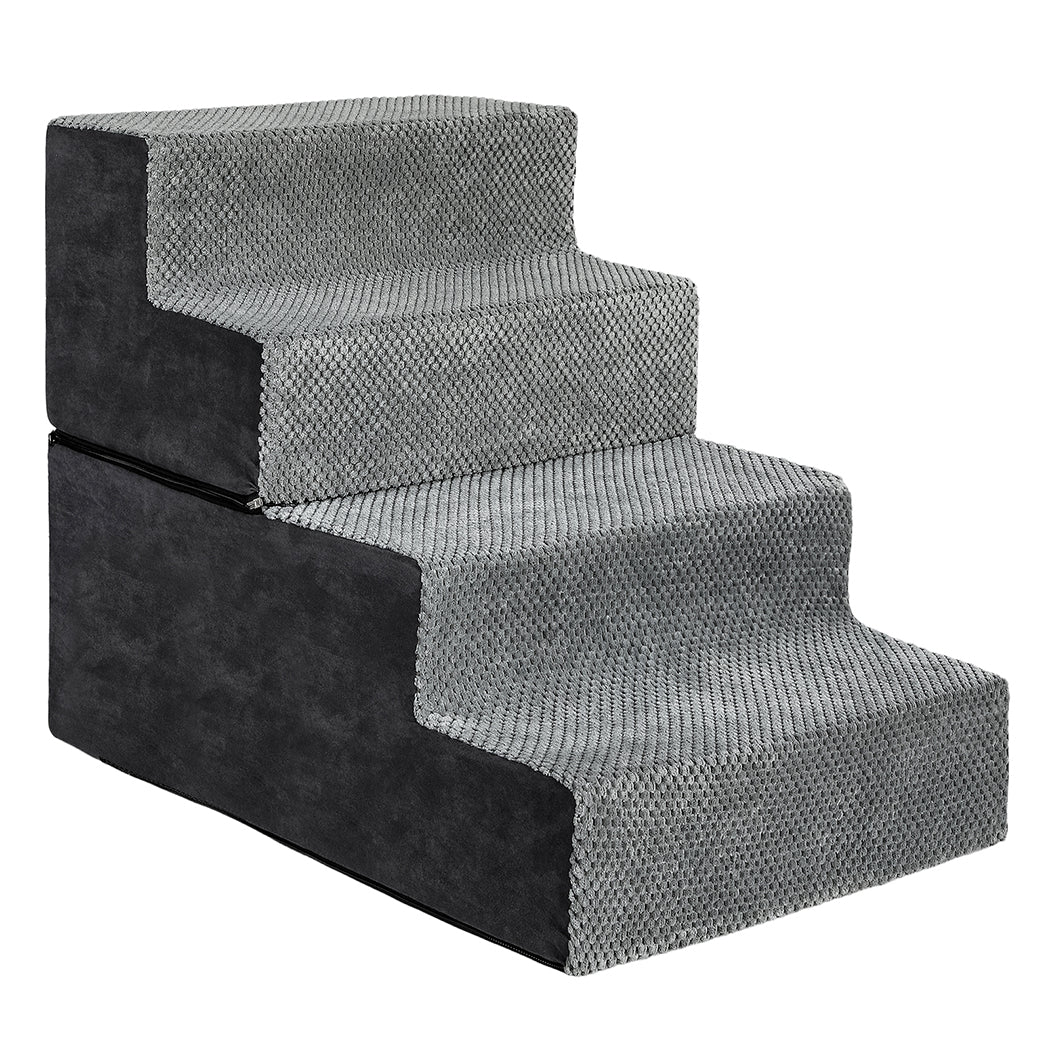 Pawz 4 Steps Pet Stairs Dog Ramp High Density Foam Grey
