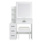 Levede Dressing Table Vanity Stool Set Sliding LED Mirror Makeup Storage Shelves White