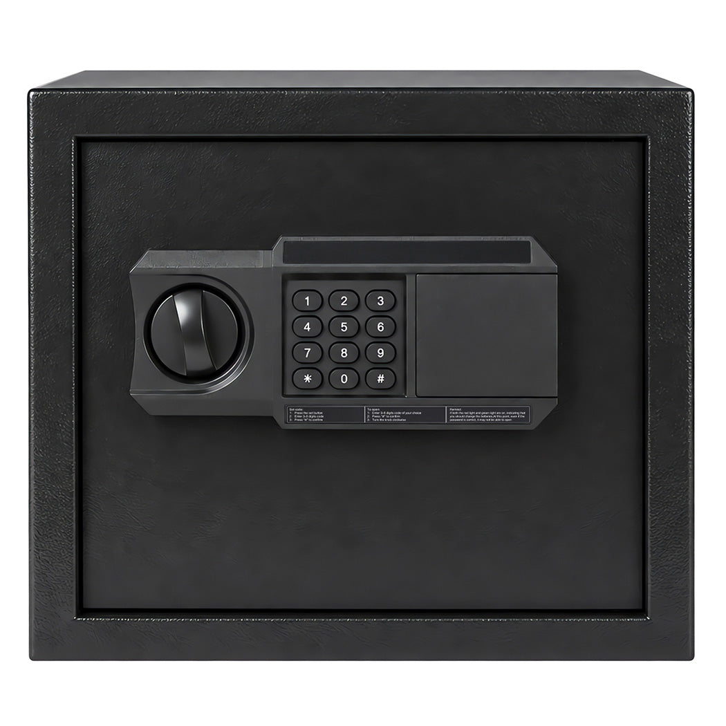 Levede Fireproof Safe Box with LED Light Alarm USB Steel for Home Use Black