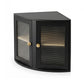 Toque Corner Bread Box 2 Tier Bamboo Bread Bin Kitchen Countertop Storage Black