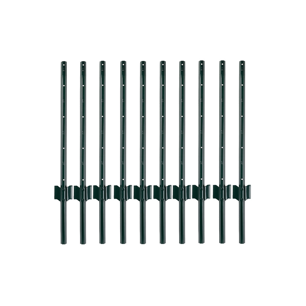 Garden U Fence Posts No Dig Metal Stakes Outdoor Yard Green 3ft 10Pack Green