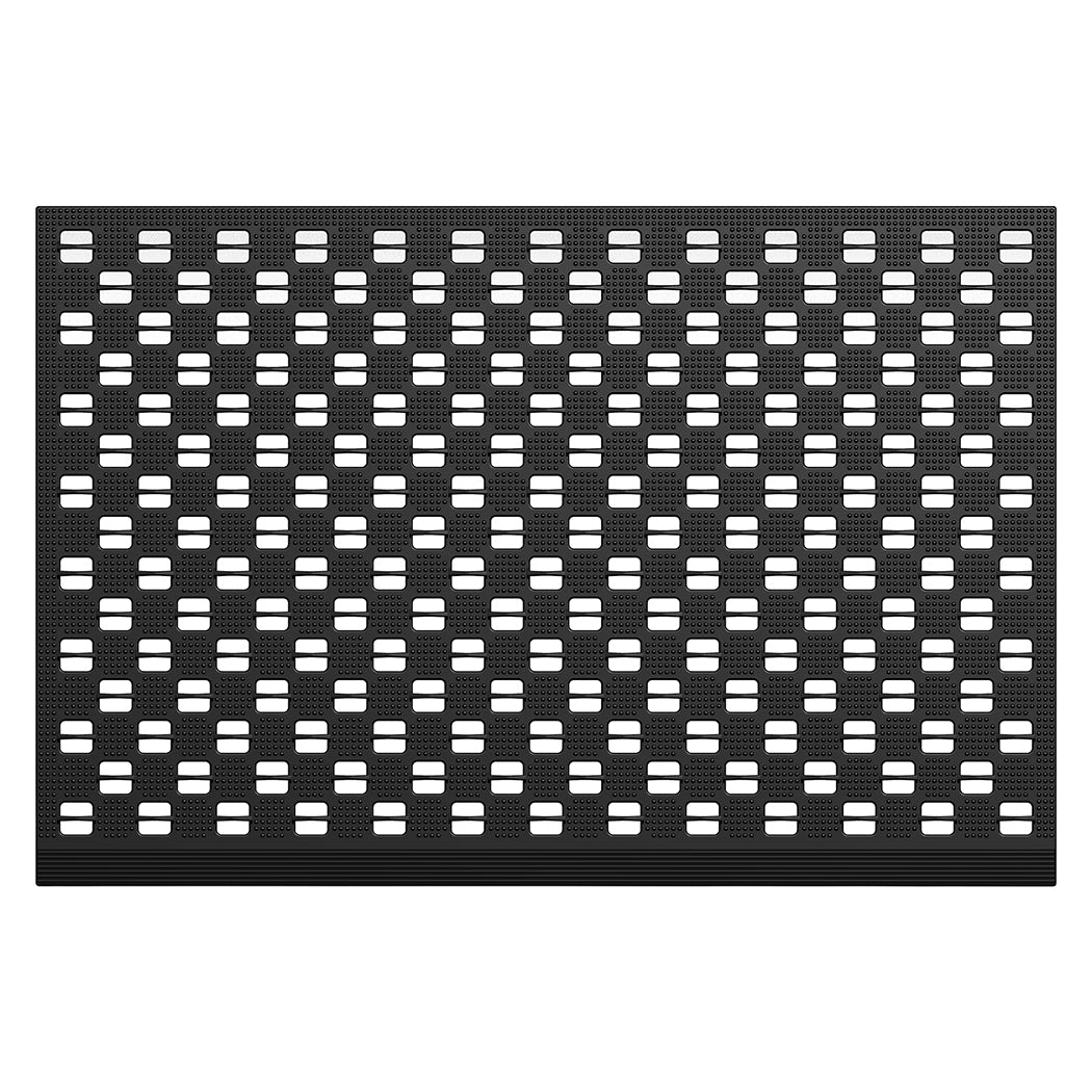 Marlow Front Door Mat 90x60cm TPE Raised Wave Drainage for Entrance Black