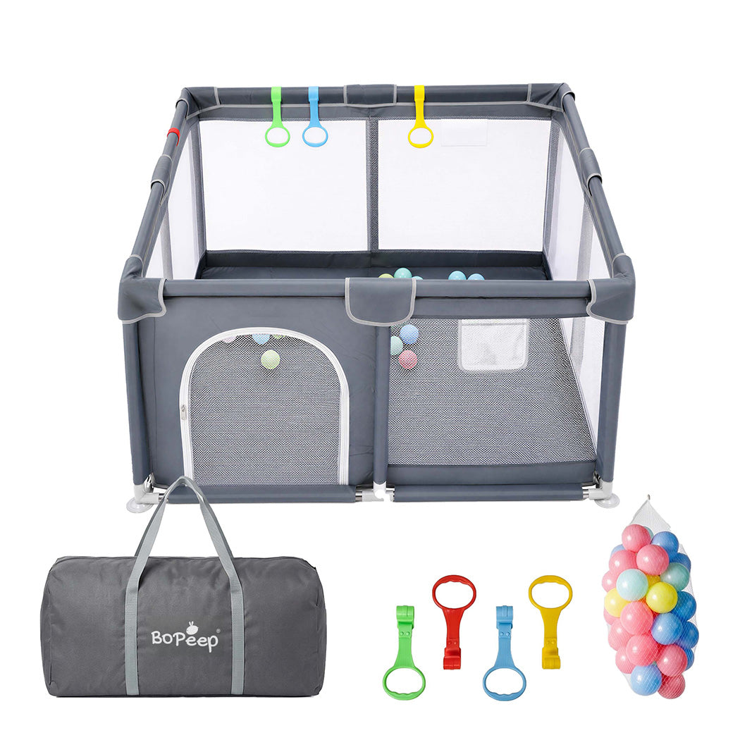 BoPeep Baby Playpen 150x180cm Large Play Pen Mesh Oxford Grey