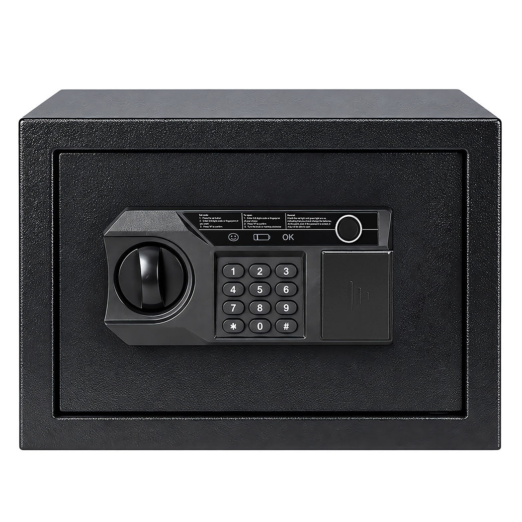 Levede Safe Box Fingerprint Lock Steel Home Safe 14L LED Light Alarm Black