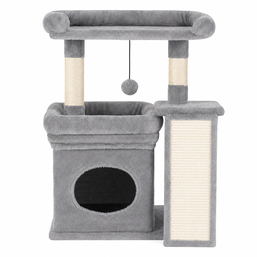 Pawz Cat Tree Tower Large Perch Condo Sisal Scratcher for Indoor Felines Grey